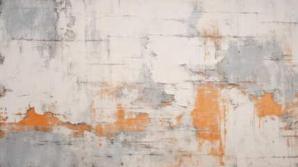 Rusty Steel Surface: Abstract, Grungy Wall with Worn Antique Texture and Weathered Orange and Red Paint Stains on Dirty Blue Background