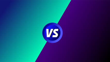 Versus screen double partition dark blue green and purple separating concepts for comparison presentation background.