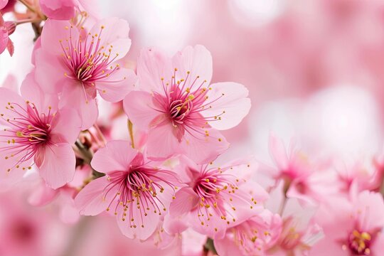 Soft pink cherry blossoms in spring