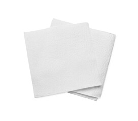 Clean paper tissues isolated on white, top view