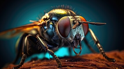Close up flies insect macro
