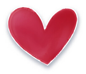 Pink grunge watercolour brush heart sticker. Happy Valentine's day banner or letter template.