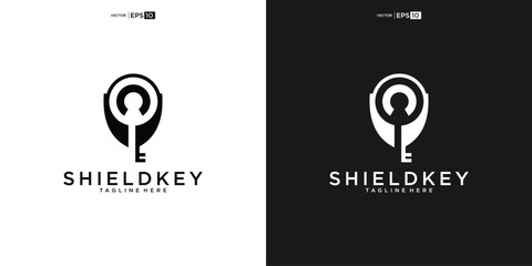 shield and Key Icon logo. Security key icon logo