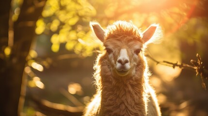 A cute llama in sunny day