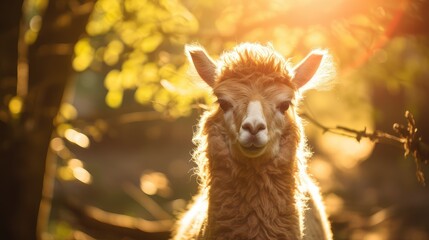 Obraz premium A cute llama in sunny day