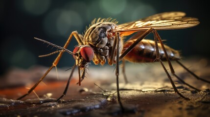 Naklejka premium Close up mosquito insect macro