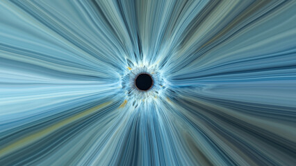 Light entering human eye at speed of light. Blue colored iris. Abstract background art work. 16:9...