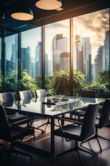 Modern office interior with city view