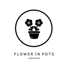Logo vector design for business. Flower in pot logos.