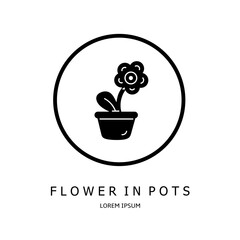 Logo vector design for business. Flower in pot logos.