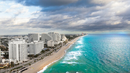 Aerial view of Fort Lauderdale Beach, Florida, USA - obrazy, fototapety, plakaty