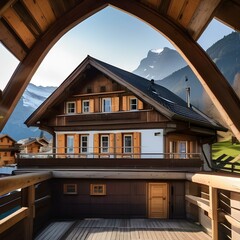 A traditional Swiss chalet nestled in the heart of the Alps3