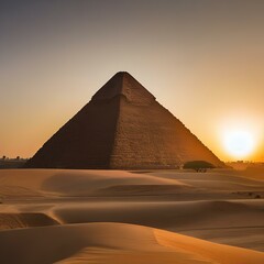 An ancient Egyptian pyramid silhouetted against a golden sunrise2