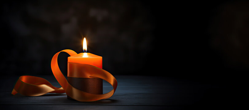 An image of a candle lit , copy space