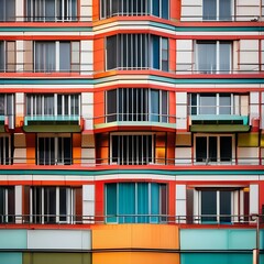 A postmodernist building adorned with playful colors and shapes3 - obrazy, fototapety, plakaty