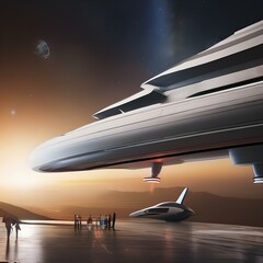 A futuristic spaceport with spacecraft launching into the cosmos2