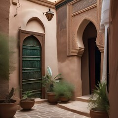 A Moroccan kasbah with fortified walls and narrow alleyways2 - obrazy, fototapety, plakaty