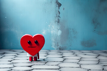 cute valentines day heart with copy space, is angry, anti love