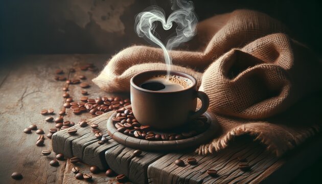 Romantic Heart Shaped Coffee Moment in Ultra HD Generate Image