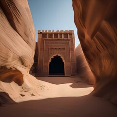 A remote desert citadel with labyrinthine passageways and lookout towers3 - obrazy, fototapety, plakaty