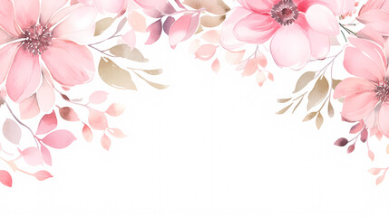 Obraz na płótnie Canvas Floral frame with watercolor flowers, decorative flower background pattern, watercolor floral border background