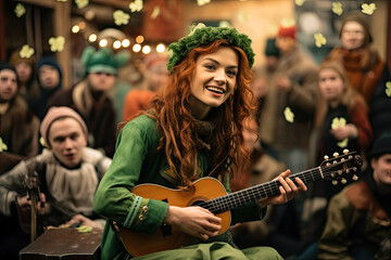Traditional Irish Folklore Performances Storytellers in saint Patricks day - obrazy, fototapety, plakaty