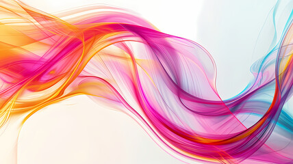 Abstract art with dynamic swirling lines in an energy wave pattern and vibrant colors on a minimalist white background