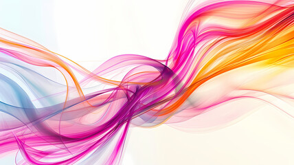 Abstract art with dynamic swirling lines in an energy wave pattern and vibrant colors on a minimalist white background