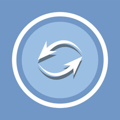 Repeat icon vector. Refresh icon vector in trendy flat style. Reload arrow icon image, Reload arrow icon illustration isolated on blue background