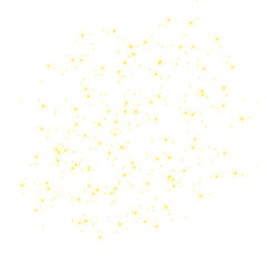 Transparent background with shining stars, golden sparkles,