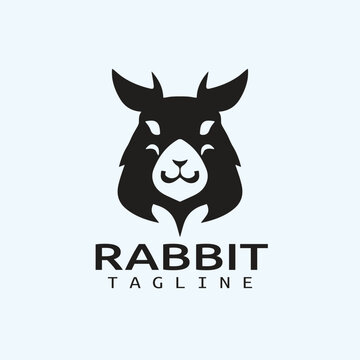 Rabbit viking logo design icon symbol vector template.