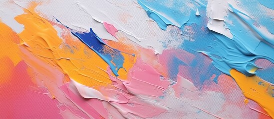 Abstract Colorful Paint Strokes on Canvas