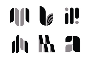 Modern Minimalist Vector Logo Set, Modern Black Logo Vector, Minimalist Black Logo - obrazy, fototapety, plakaty