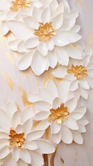 3D white and gold flower wall art