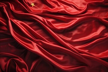 Obraz premium Red silk fabric with a gold star