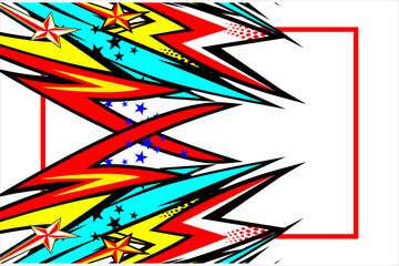 abstract racing background vector design with a unique striped pattern and a combination of bright colors and star effects