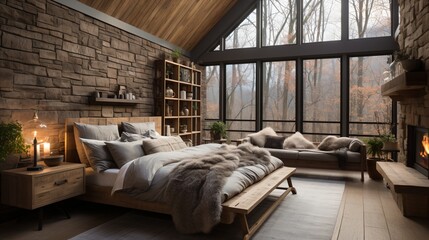 Modern rustic cozy house interior
