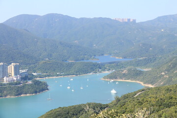 Fototapeta na wymiar Beautiful Scenery of Tai Tam from Dragon’s Back Hiking Trail, Hong Kong