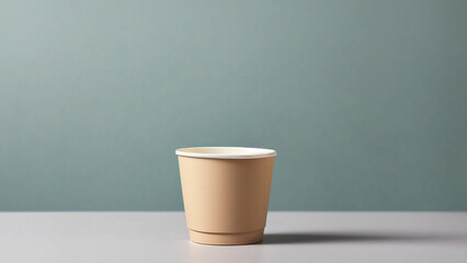 Embrace the beauty of minimalism in coffee paper cup image select a serene and calming solid background to emphasize the clean lines and form of the cup