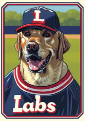 Golden Retriever Baseball trading card baseball field