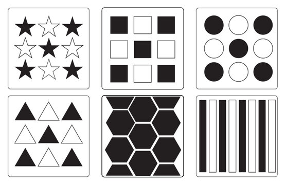 Infant Visual Stimulation Patterns, Black and white flash card with high contrast for baby vector