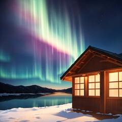 オーロラの見える建物