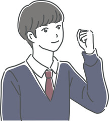ガッツポーズをする男子生徒のイラスト素材