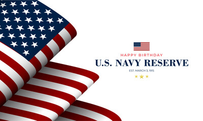Happy Birthday US Navy Reserve March 03 Background Vector Illustration