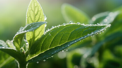 Close up of the leaves of a stevia plant.