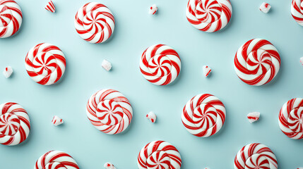 Peppermint candies, pattern, graphic banner. 