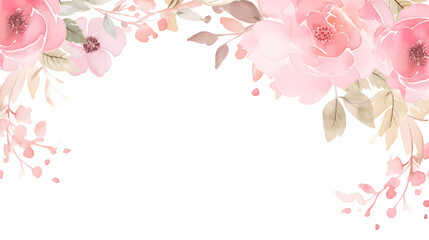 Floral frame with watercolor flowers, decorative flower background pattern, watercolor floral border background