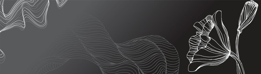 Gray abstract line art template. A banner with modern line art.