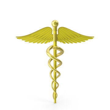Realistic Caduceus Medical Symbol 3D Model - High-Resolution PNG for Healthcare Design