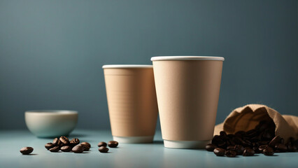 Celebrate the elegance of simplicity with a striking photo of a coffee paper cup set against a solid-colored canvas